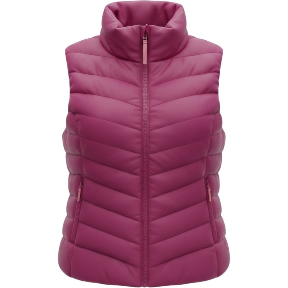 Aeropostale Womens Puffer Vest Magenta Pink Quilted Full Zip Stand Collar Medium